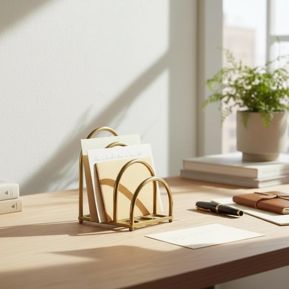 Vintage 70’s Brass Letter Holder / File Holder